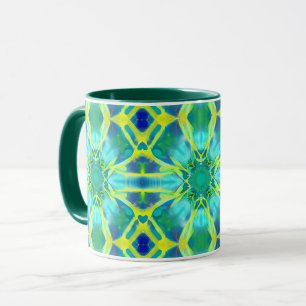 Mug Aqua, Cobalt Blue et Yellow Tie Dye Motif