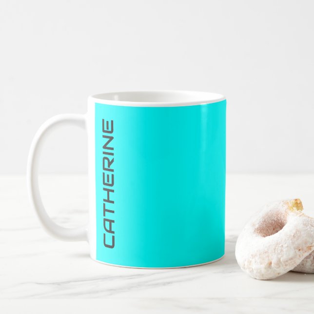 Mug Aqua couleur solide personnalisée (Avec donut)