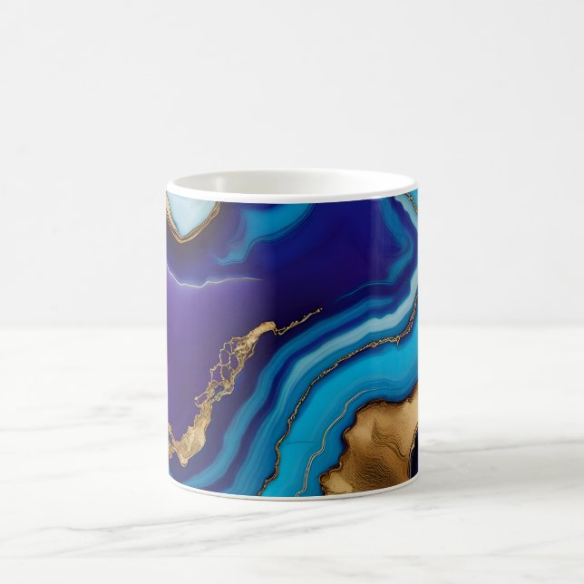 Mug Aqua Gold Blue Purple Veins Agate (Centre)