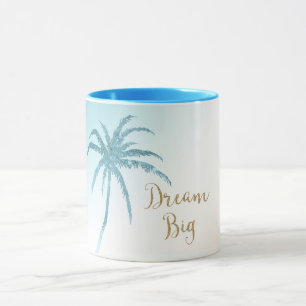 Mug  Aqua Peach White Palm Tree Gold Dream