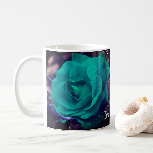 Mug Aqua Rose Flower Art personnalisé (Avec donut)