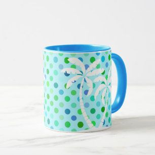 Mug Aqua Turquoise Blue Lime Green Motif À petits pois