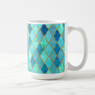 Mug Aqua Turquoise Mint Gold Oriental Marocain Carrela