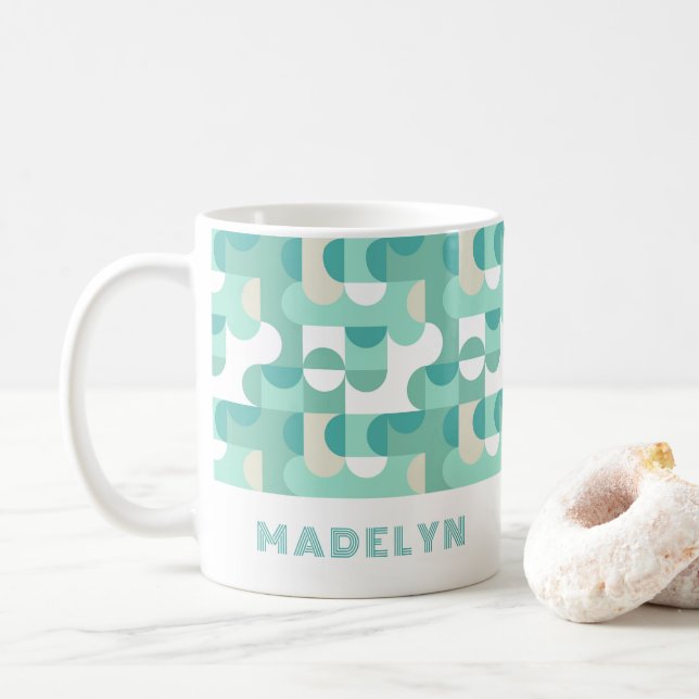 Mug Aqua Turquoise Mint Mint Green MidCentury Patte (Avec donut)
