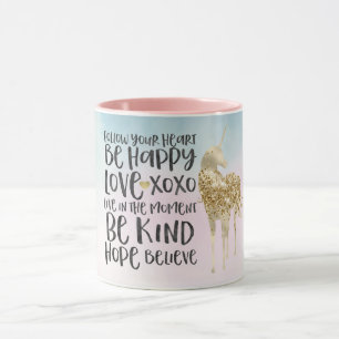 Mug Aqua Yellow Pink Aquarelle Inspiration Unicorne