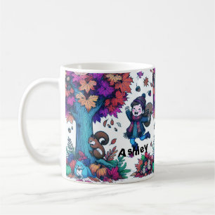 Mug Aquarelle à feuilles d'écureuil d'automne