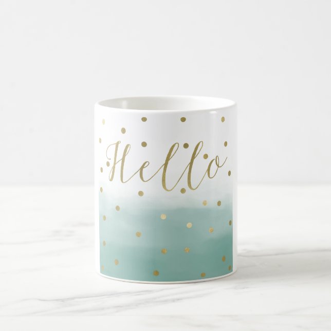 Mug Aquarelle à menthe or Confetti (Centre)