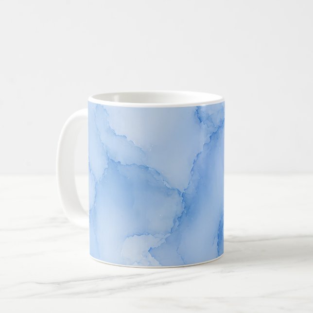 Mug Aquarelle Abstraite Bleu Clair (Devant gauche)
