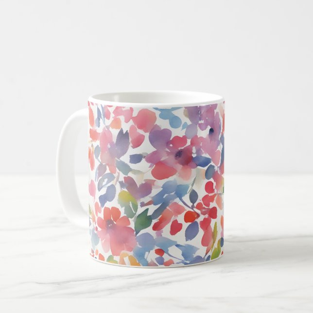 Mug Aquarelle Abstraite Flore perdue (Devant gauche)