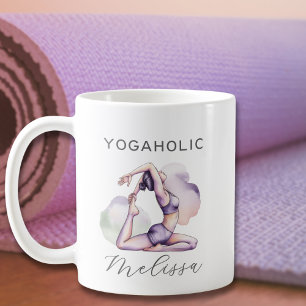Mug Aquarelle Abstraite moderne Pose de Yoga violet