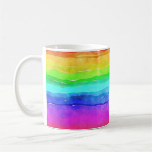 Mug Aquarelle Abstraite Peint Rayures arc-en-ciel