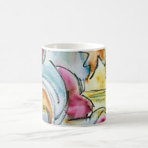 Mug Aquarelle Abstraite Peinte à la Main Hiver