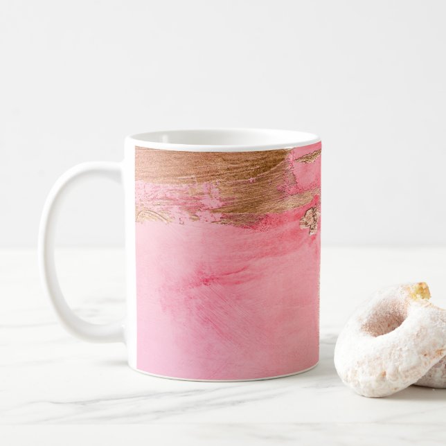 Mug Aquarelle Abstraite rose or élégant (Avec donut)