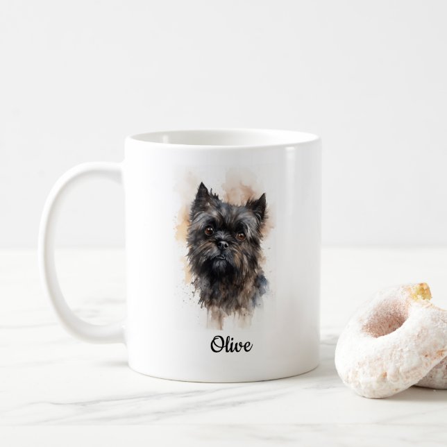 Mug Aquarelle Affenpinscher Art Customisé (Avec donut)