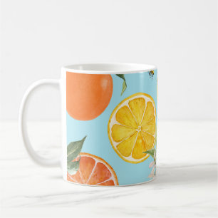 Mug Aquarelle Agrumes Fruits : Main tirée