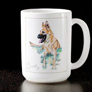 Mug Aquarelle Allemande Berger Malinois Personnalisé
