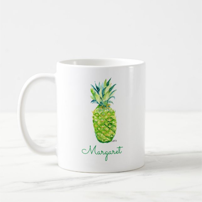 Mug Aquarelle Ananas Art original Boho Retro (Gauche)
