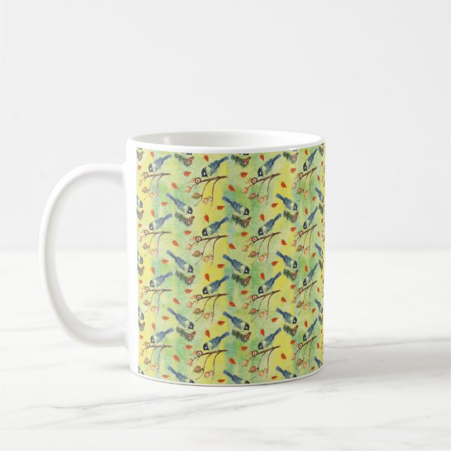 Mug Aquarelle, Aquarelle Oiseaux (Gauche)