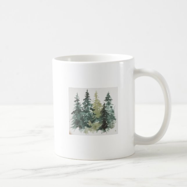Mug Aquarelle Arbres de Noël (Droite)