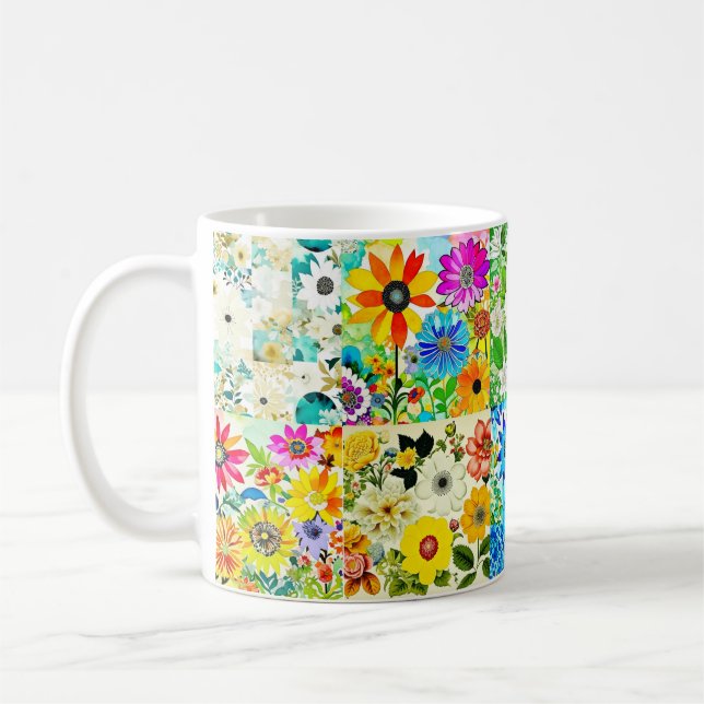 Mug Aquarelle Art Patchwork Floral Fleurs (Gauche)