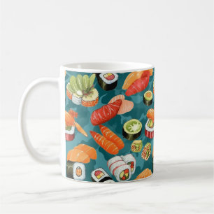 Mug Aquarelle Assortie Sushi Pièces