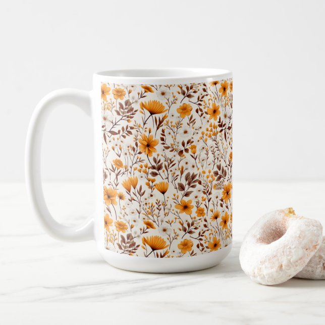 Mug Aquarelle Automne Fleurs D'Automne Et Feuille (Avec donut)
