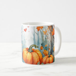 Mug Aquarelle automne forêt citrouille feuilles