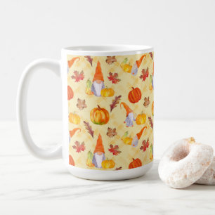 Mug Aquarelle Automne Gnomes, Citrouille Et Feuille