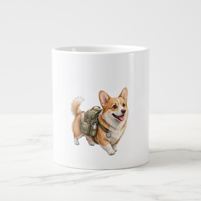 Mug aquarelle Aventure de randonnée Corgi (Devant)