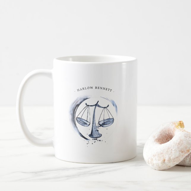 Mug Aquarelle Balance Astrologie Signe du zodiaque | M (Avec donut)
