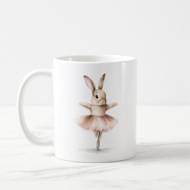 Mug Aquarelle Ballerina Bunny Danser Tan Rose (Gauche)