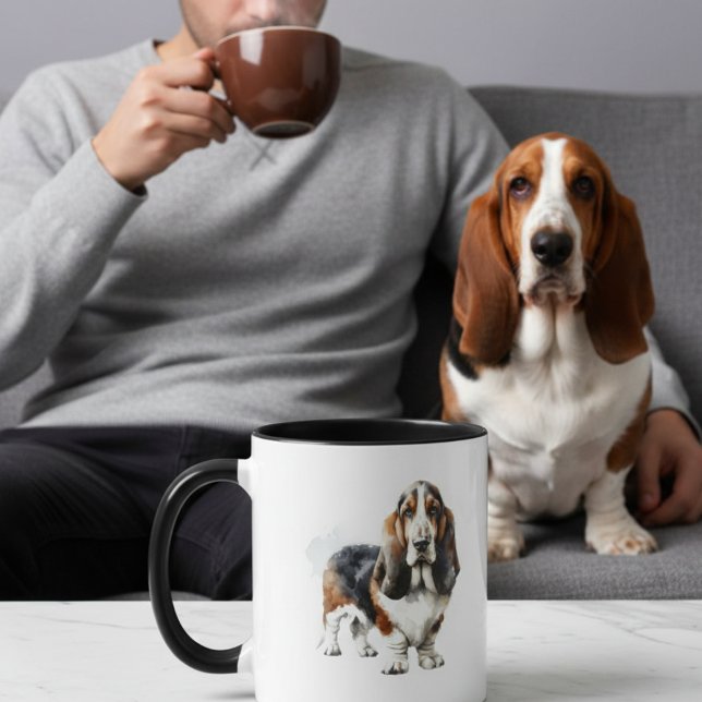 Mug Aquarelle Basset Hound Minimaliste (Créateur téléchargé)