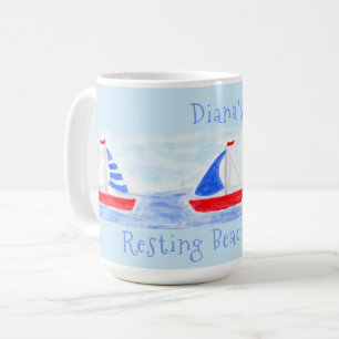 Mug Aquarelle Bateaux à voile Repose Plage Place