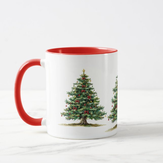 Mug Aquarelle Beau sapin de Noël (Gauche)