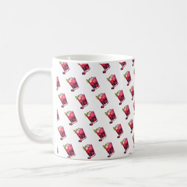 Mug Aquarelle Berry Cocktail avec boisson à la menthe (Gauche)