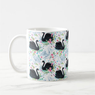 Mug Aquarelle blanc et noir lac de cygne transparent p