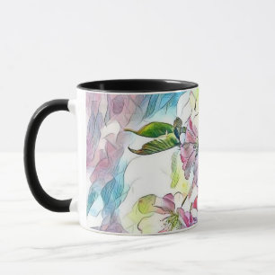 Mug Aquarelle blanche moderne couleur rose cerisier