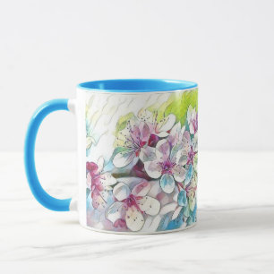 Mug Aquarelle blanche moderne couleur rose cerisier