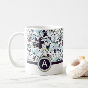 Mug Aquarelle bleu monogramme Floral