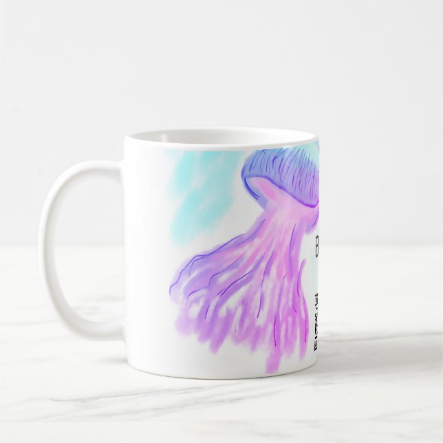 Mug Aquarelle bleu violet pastel méduse bébé chausson (Gauche)