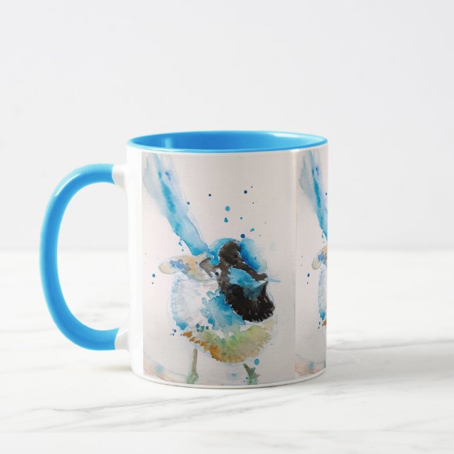 Mug Aquarelle bleue Wren Peinture des oiseaux australi (Gauche)