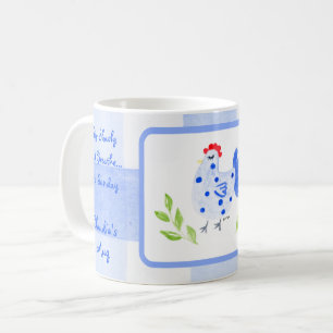 Mug Aquarelle Blue Hen Check SUNDAS Personnaliser