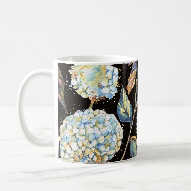 Mug Aquarelle Blue Hydrangea : Motif foncé sans couleu (Gauche)