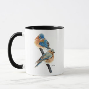 Mug Aquarelle Bluebird Couple Art