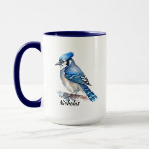 Mug Aquarelle Bluejay Bleu Jay Oiseau Nature Art