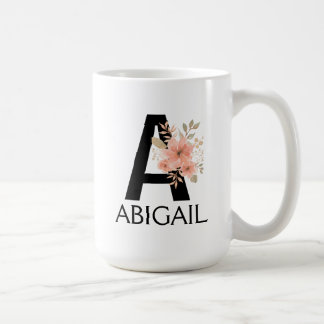 Mug Aquarelle Blush Pastel Rose Monogramme avec nom