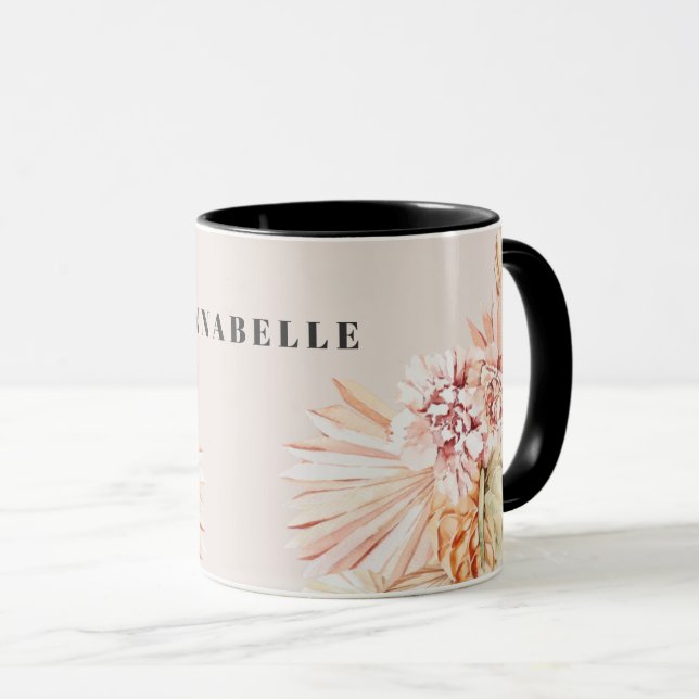 Mug Aquarelle bohème moderne pastel orange pastel (Devant droit)