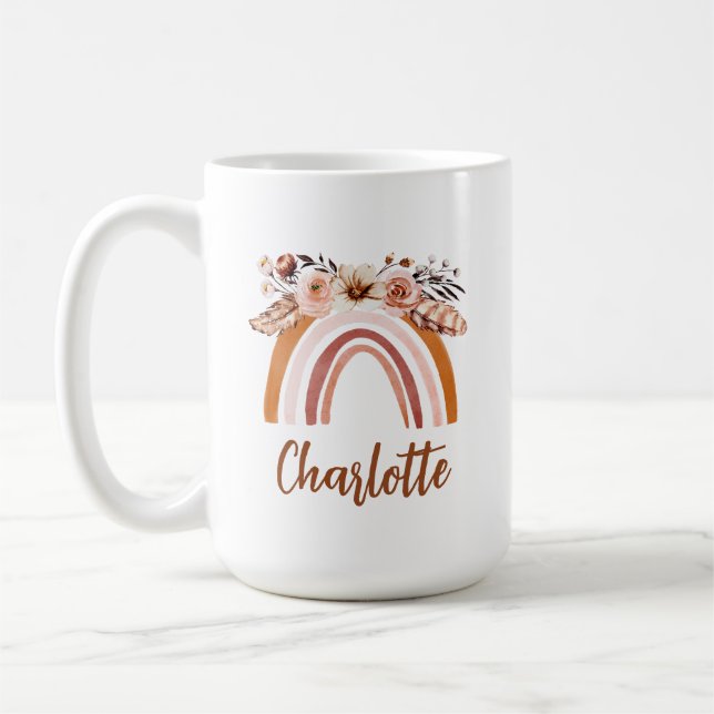 Mug Aquarelle Boho personnalisée Arc-en-ciel (Gauche)