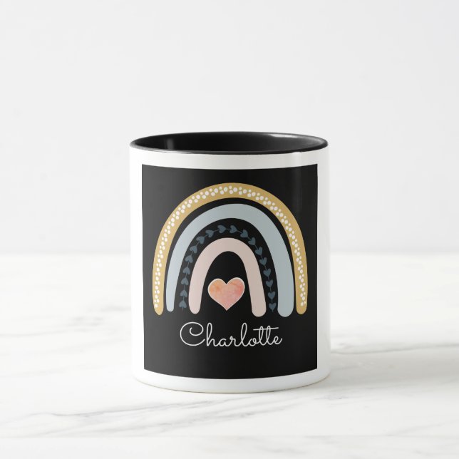 Mug Aquarelle Boho personnalisée Arc-en-ciel (Centre)