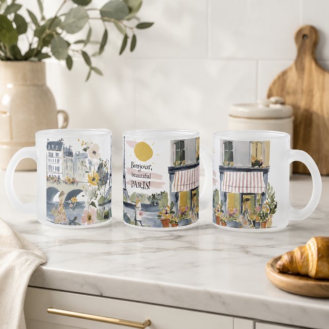 Mug Aquarelle Bonjour Beau Paris (Créateur téléchargé)